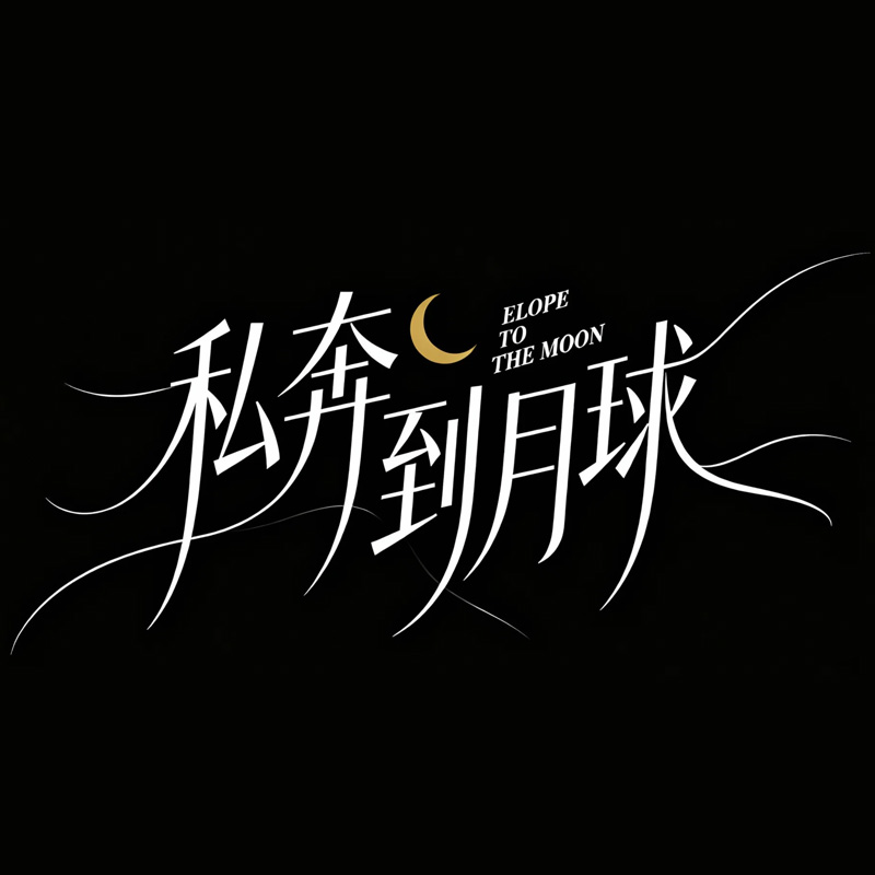 '私奔到月球'花体字AI字体设计